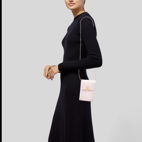 *Balmain* PRISTINE Leather Trimmed Pink Jacquard Canvas Monogram Crossbody - Picture 4 of 13